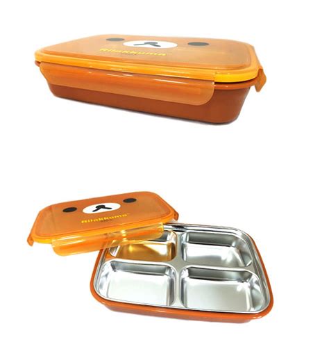 Rilakkuma Double Stainless Lunch Tray box in 4 parts Cute Bear 